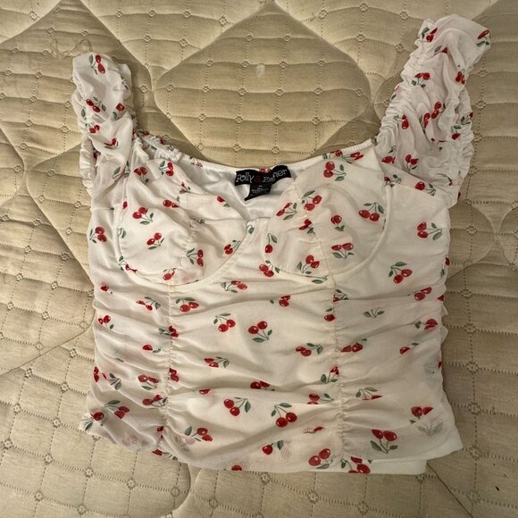 POLLY & ESTHER Ruched Summer Blouse Top - Picture 8 of 13